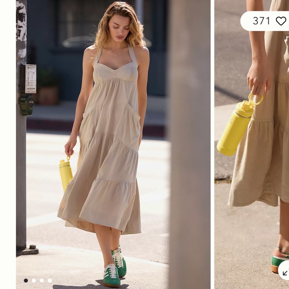 Anthropologie Daily Practice Top Tier Utility Sweetheart Midi Dress